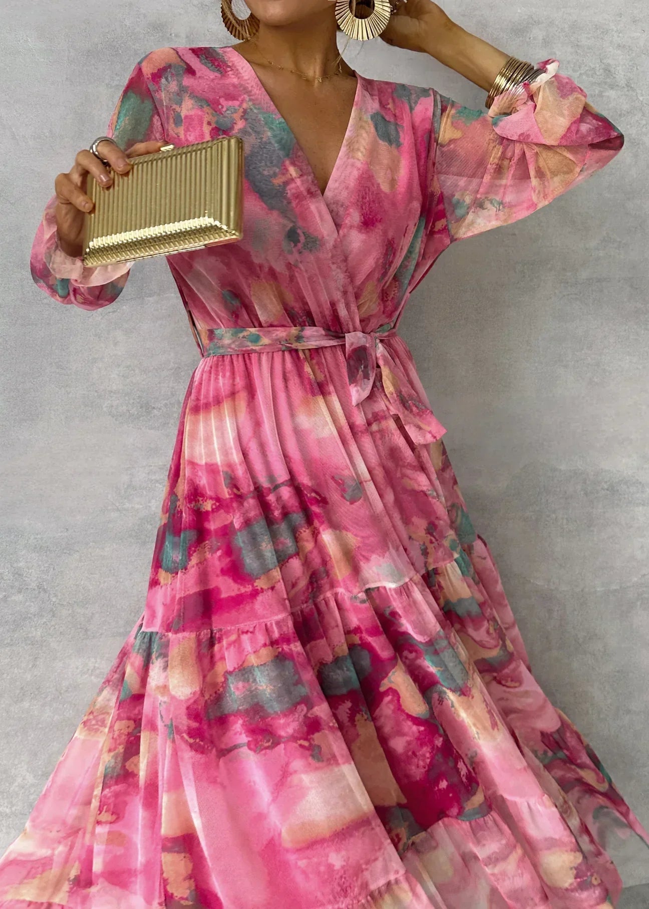 Nuvéria™ Vestido cruzado con estampado floral