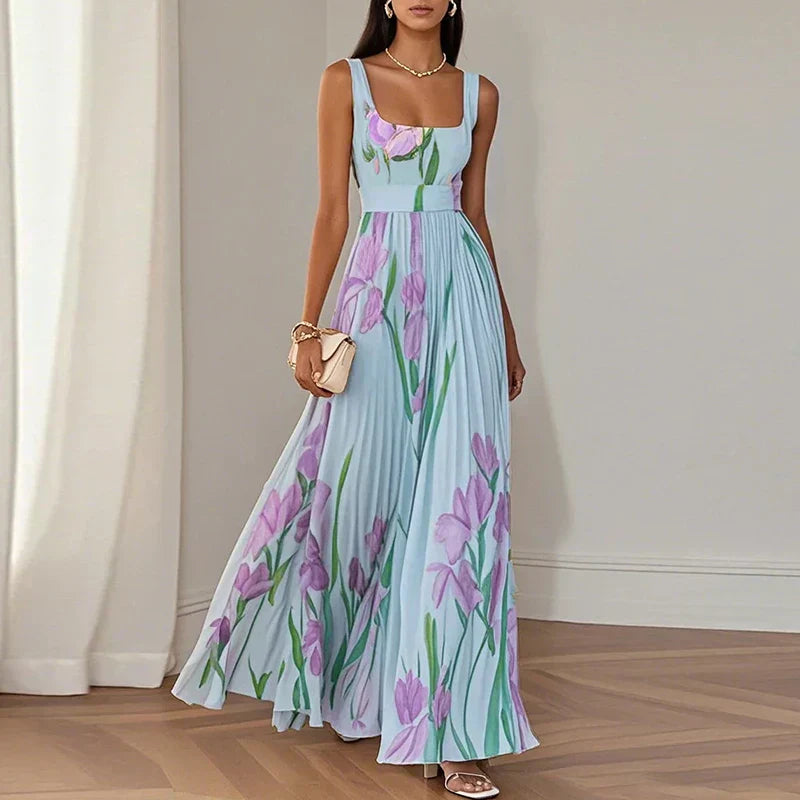 Rosvani™ Vestido largo de corte A con estampado floral