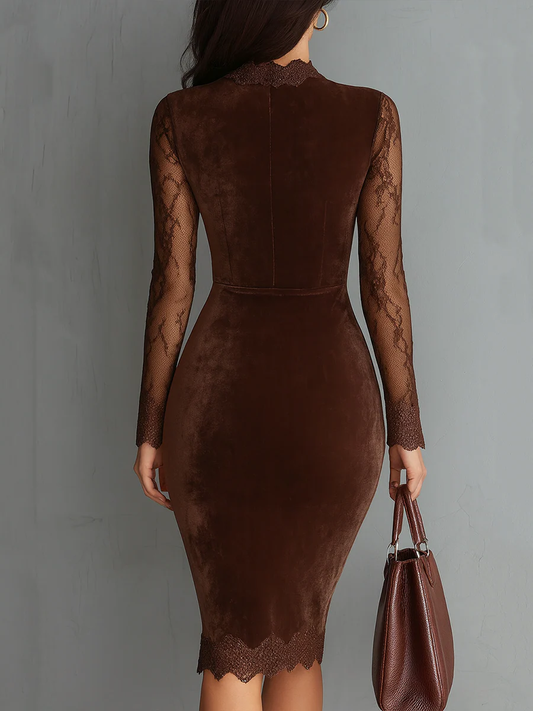 Emmaᵀᴹ Minivestido de terciopelo con mangas de encaje
