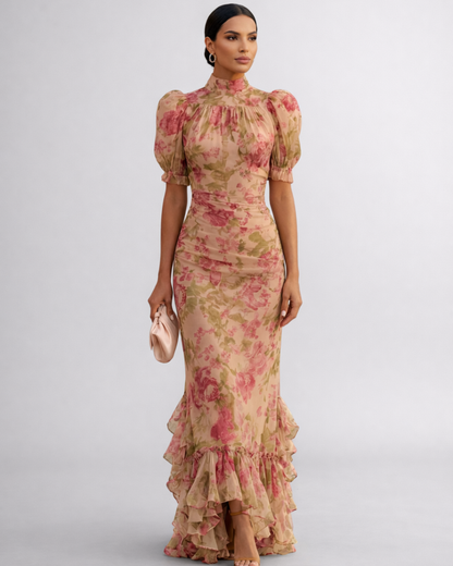 Rosario™ Vestido largo de gasa floral
