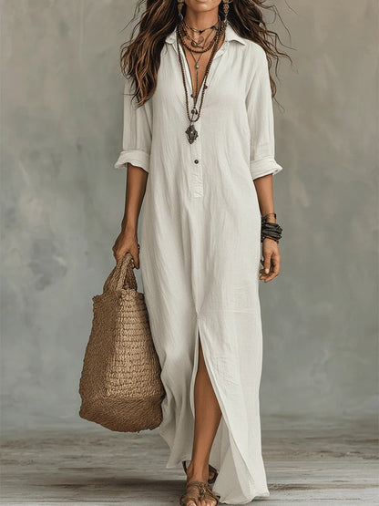 Lucíaᵀᴹ Vestido largo negro con botones frontales