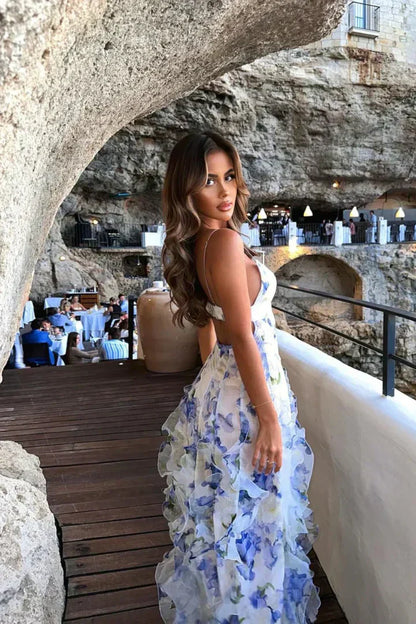 Miréva™ Vestido midi floral con volantes