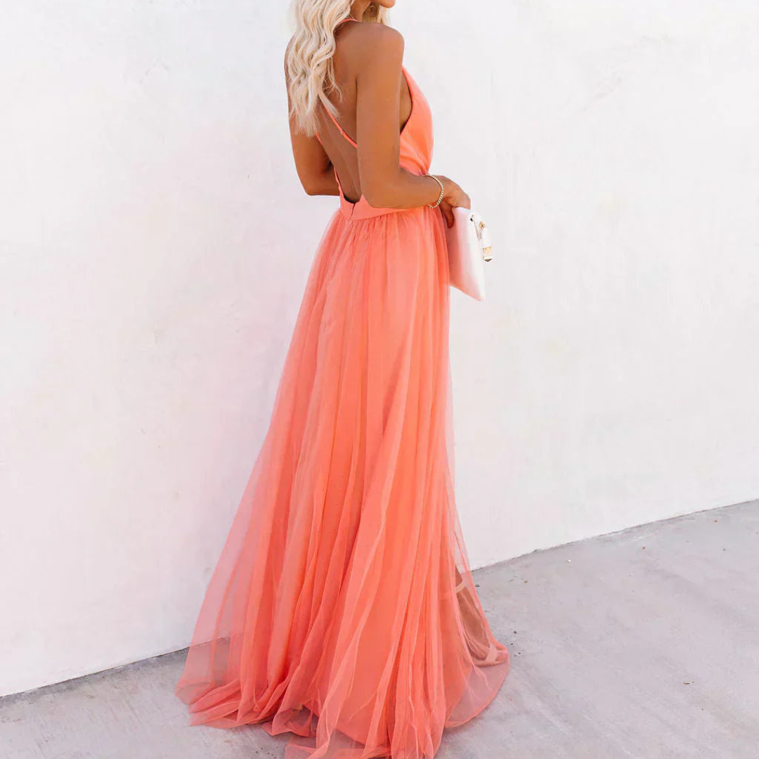 Célinea™ Vestido largo coral claro
