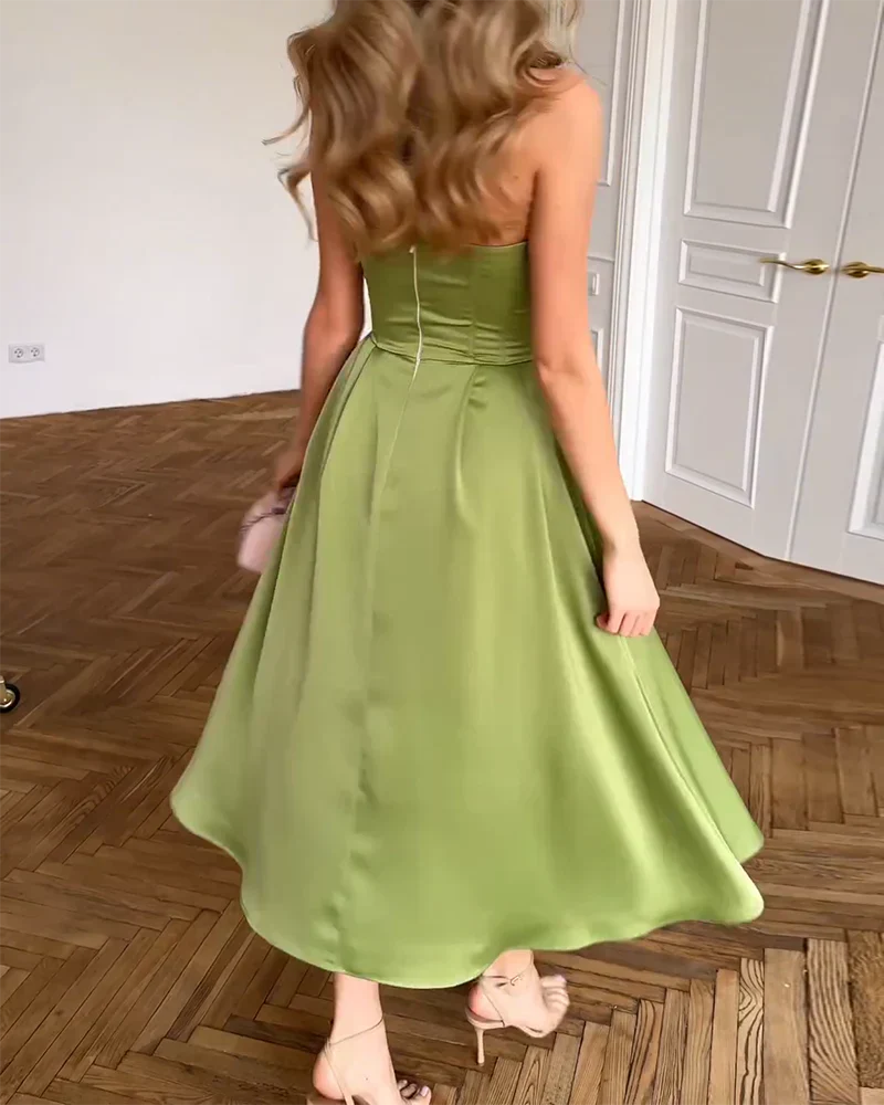 Novelle™ Elegante vestido midi sin tirantes