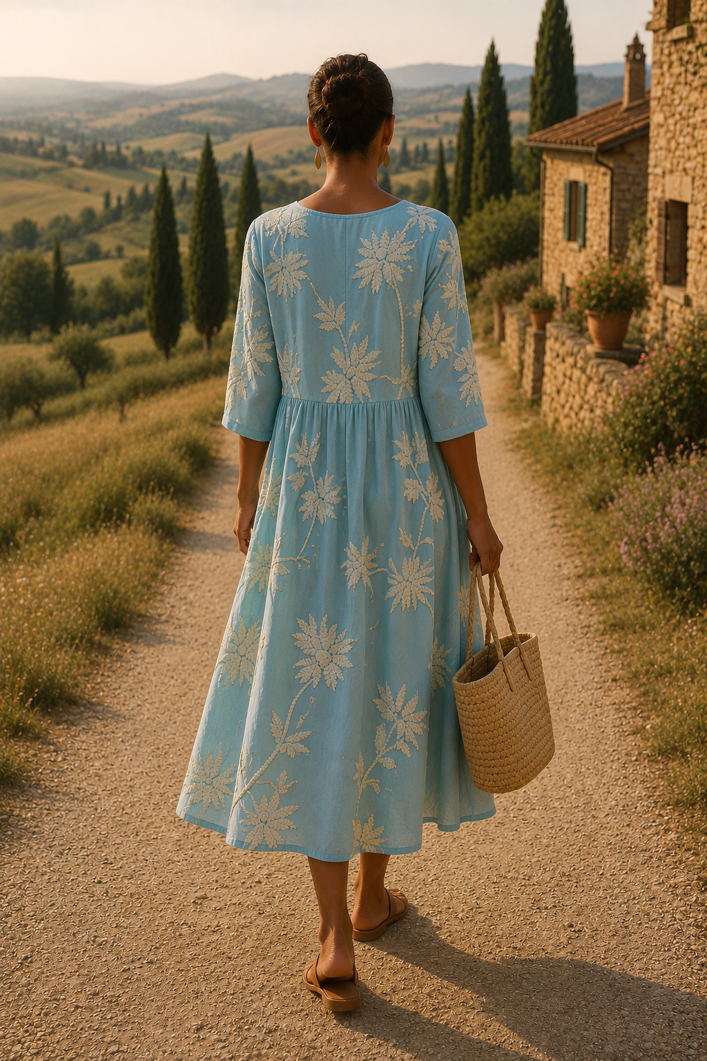 Vestido midi informal con estampado floral