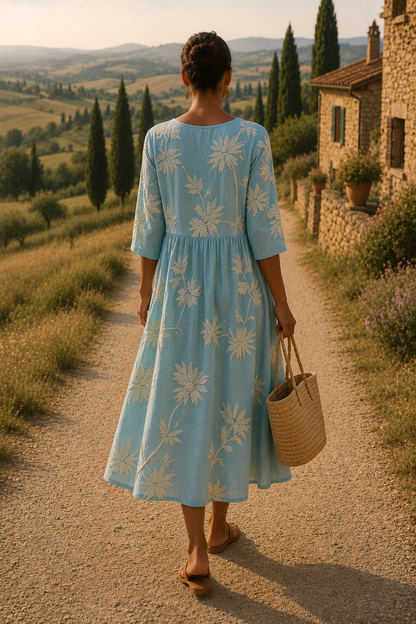 Vestido midi informal con estampado floral