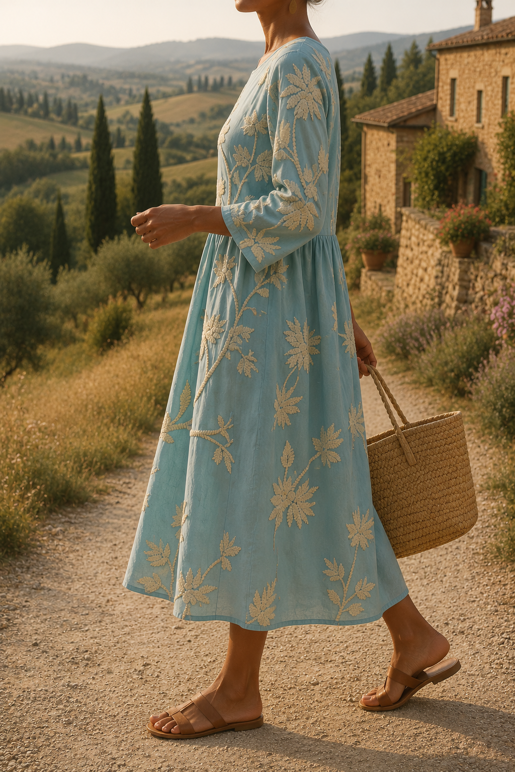 Vestido midi informal con estampado floral