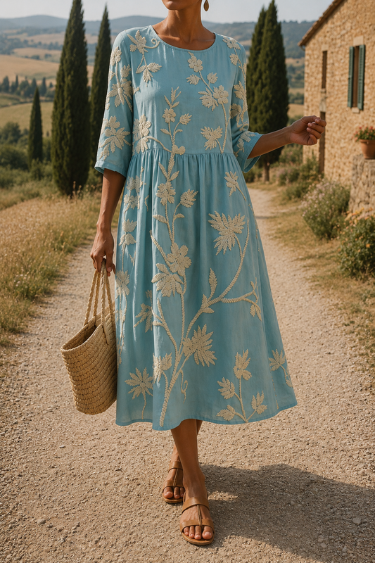 Vestido midi informal con estampado floral
