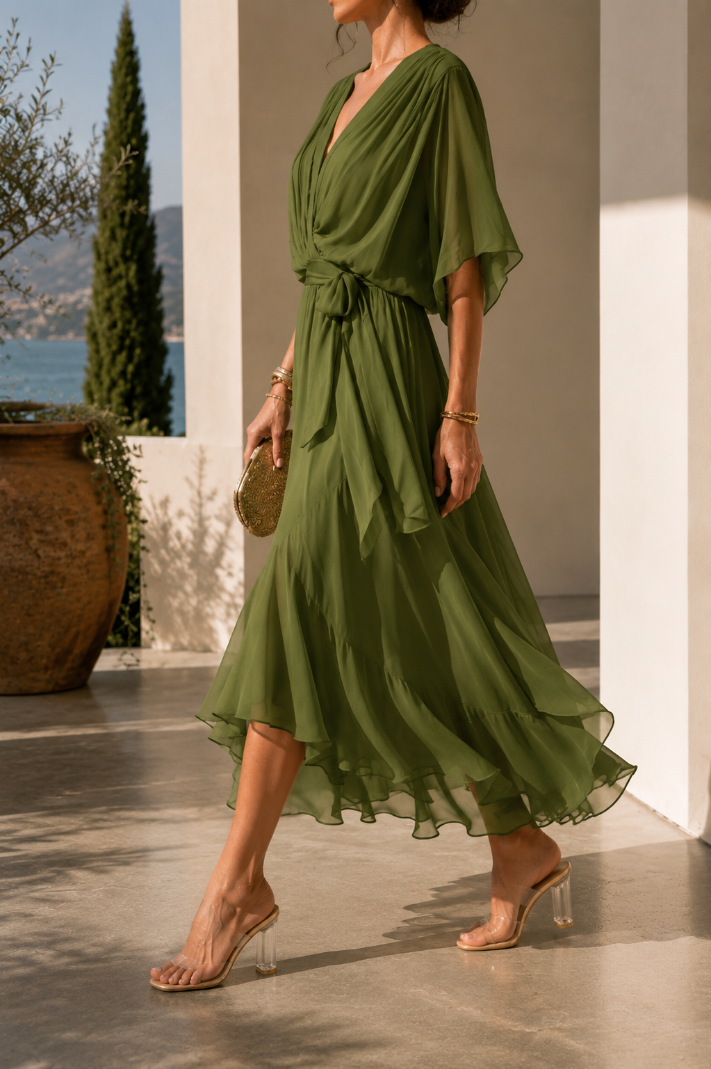 Vestido con cuello en V