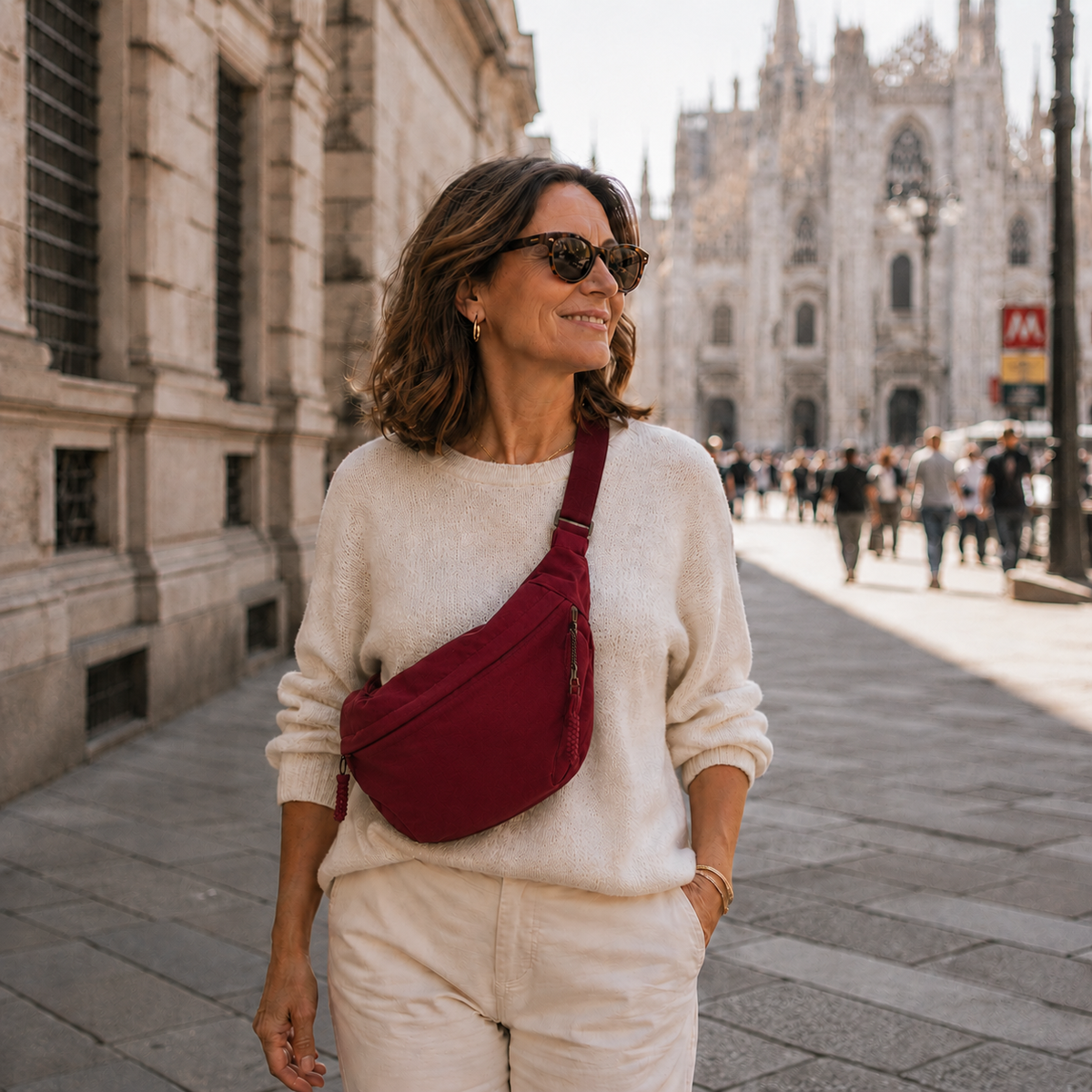 Rosa™ Bolso de hombro color burdeos