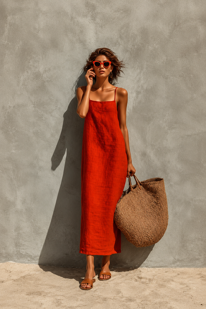 Vestido largo minimalista con tirantes