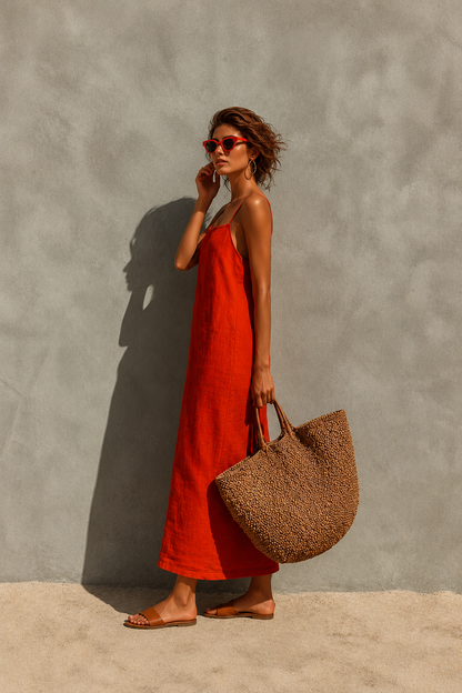 Vestido largo minimalista con tirantes