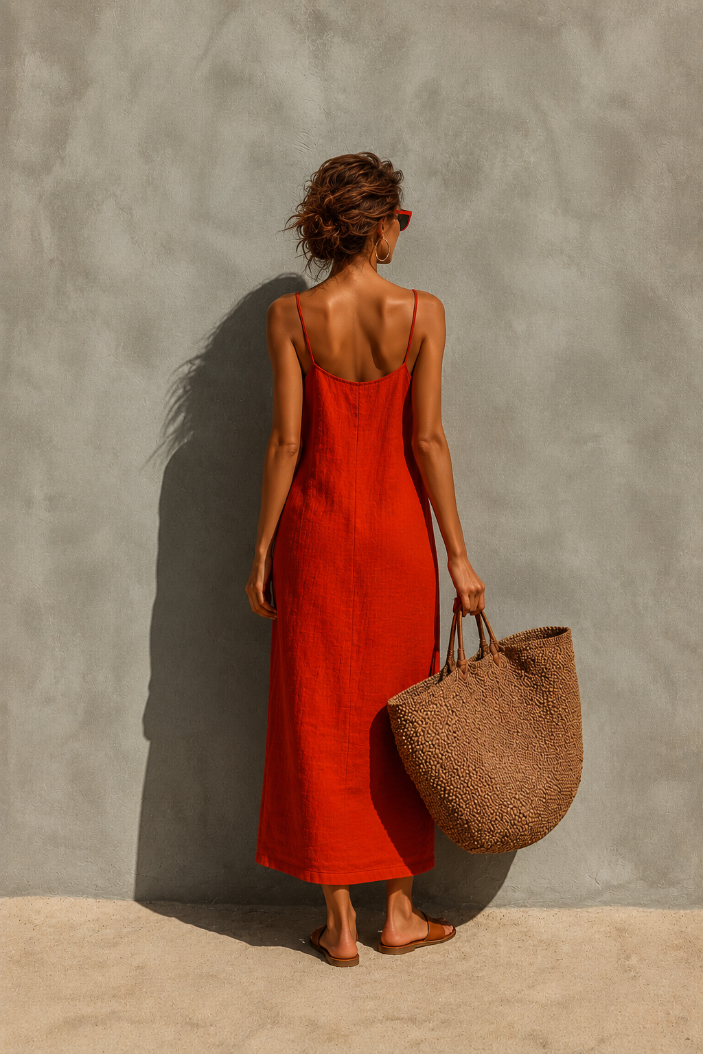 Vestido largo minimalista con tirantes