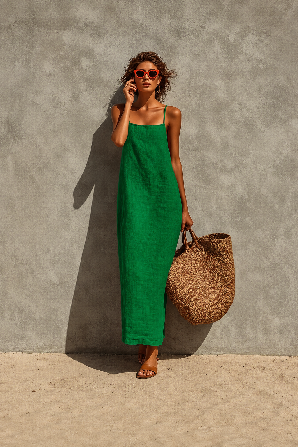 Vestido largo minimalista con tirantes