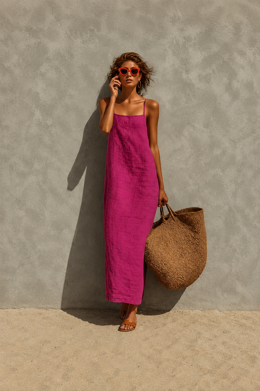 Vestido largo minimalista con tirantes