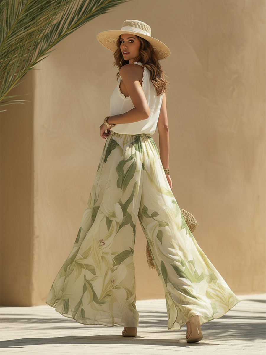 Elisa™ Conjunto fluido con estampado de lirios, muy elegante