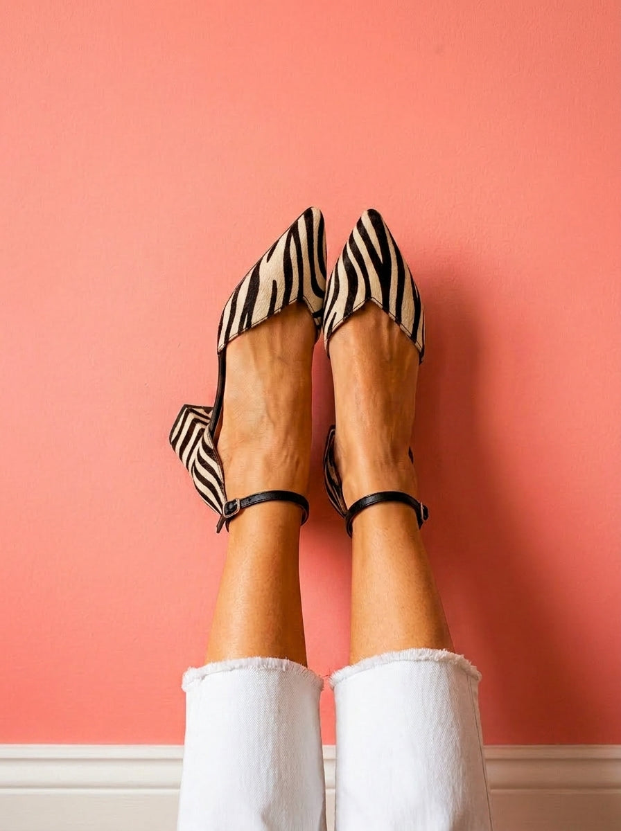 Keren™ Zapatos de tacón puntiagudo con estampado de cebra