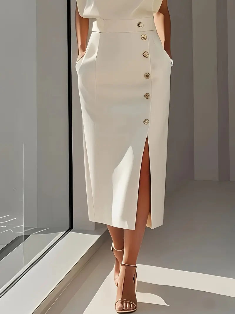 Dalia™ Mono con cintura definida y cierre de botones