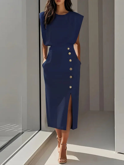 Dalia™ Mono con cintura definida y cierre de botones