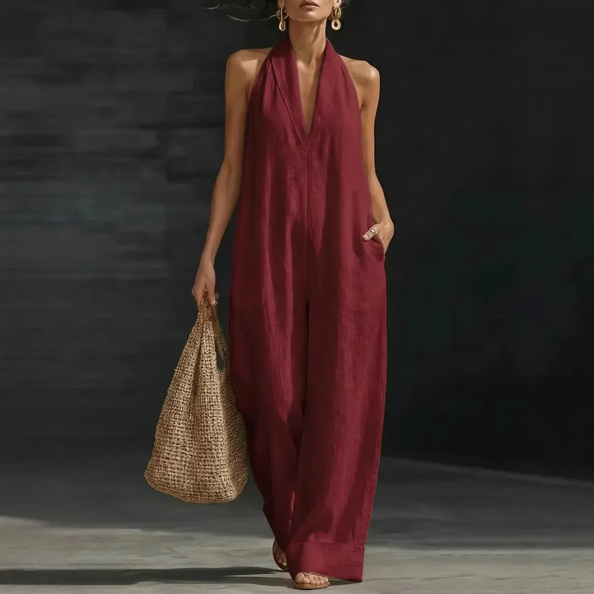 Lola™ Mono de verano para mujer de cuello cruzado