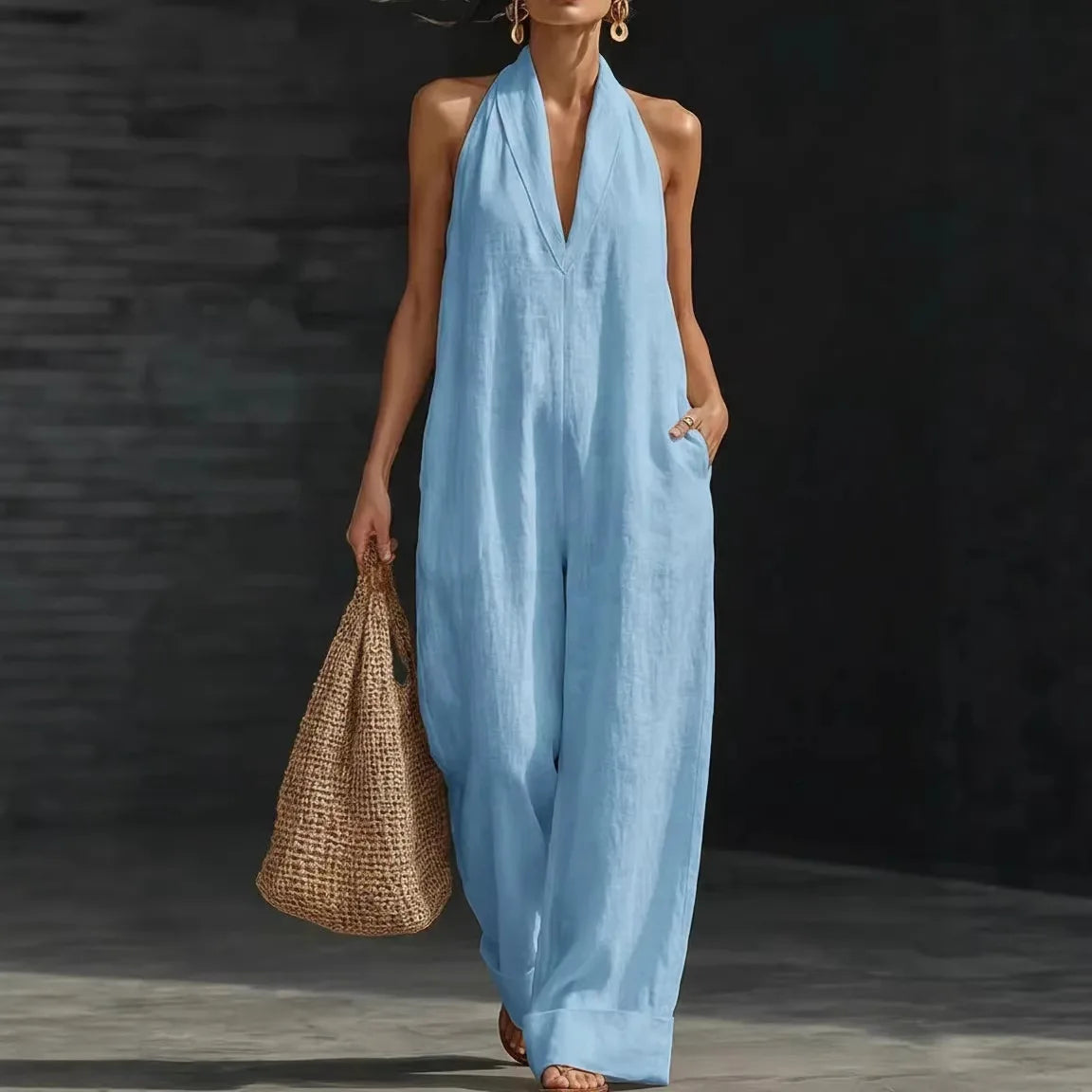 Lola™ Mono de verano para mujer de cuello cruzado
