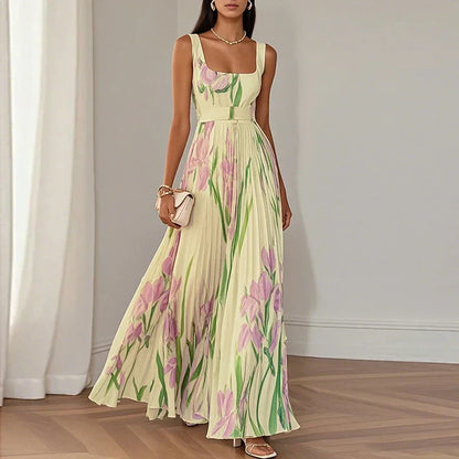 Rosvani™ Vestido largo de corte A con estampado floral