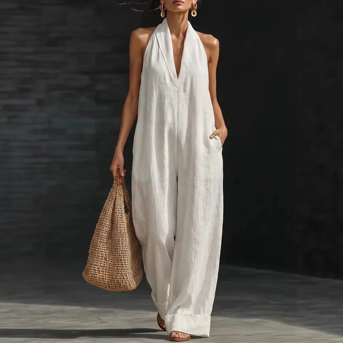 Lola™ Mono de verano para mujer de cuello cruzado