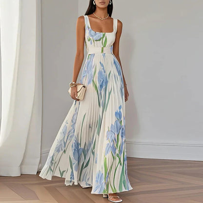 Rosvani™ Vestido largo de corte A con estampado floral