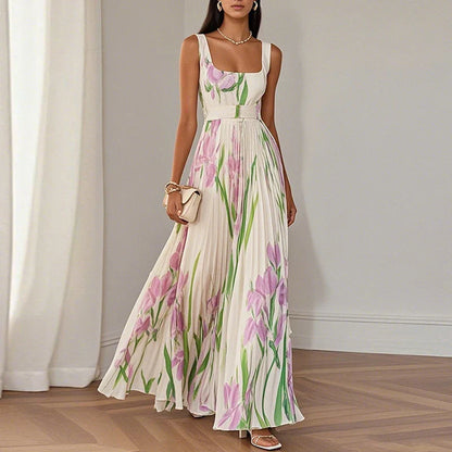 Rosvani™ Vestido largo de corte A con estampado floral