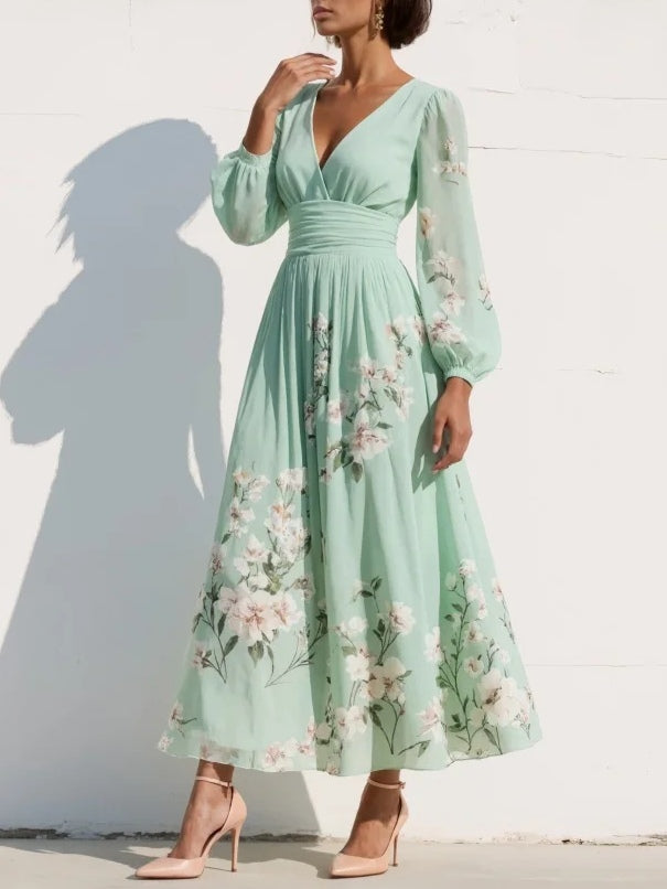 Elviana™ Vestido midi floral verde claro