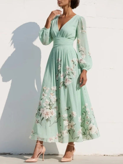 Elviana™ Vestido midi floral verde claro