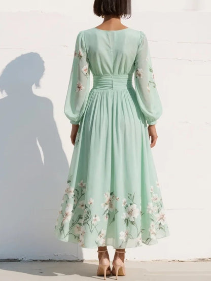 Elviana™ Vestido midi floral verde claro