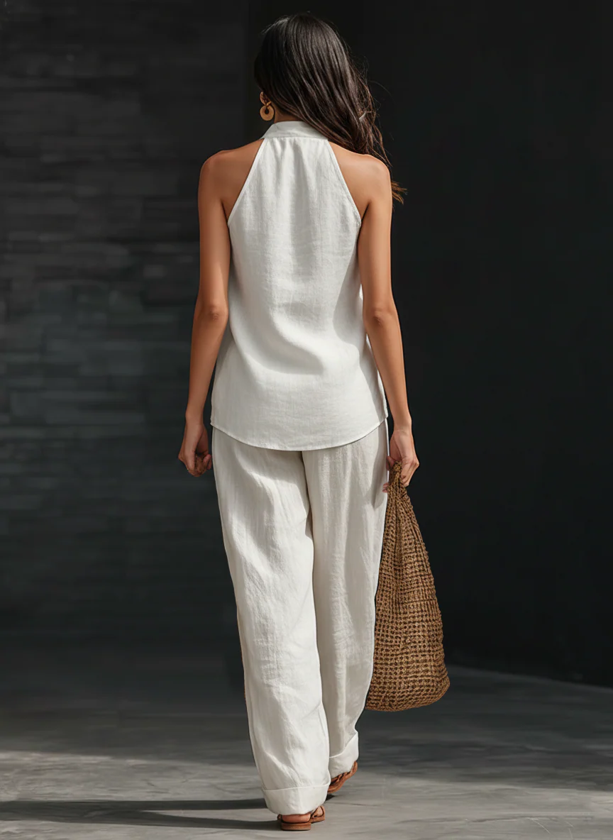 Marinaᵀᴹ Conjunto sin mangas con pantalón de pernera ancha