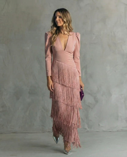 Belmira™ Elegante vestido con mangas con flecos