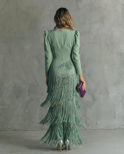 Belmira™ Elegante vestido con mangas con flecos