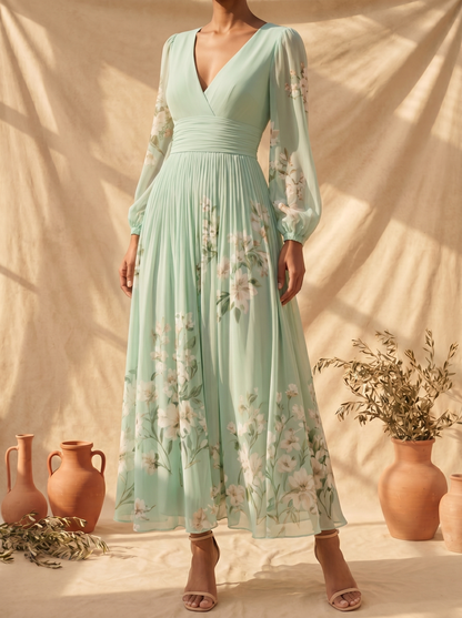 Elviana™ Vestido midi floral verde claro