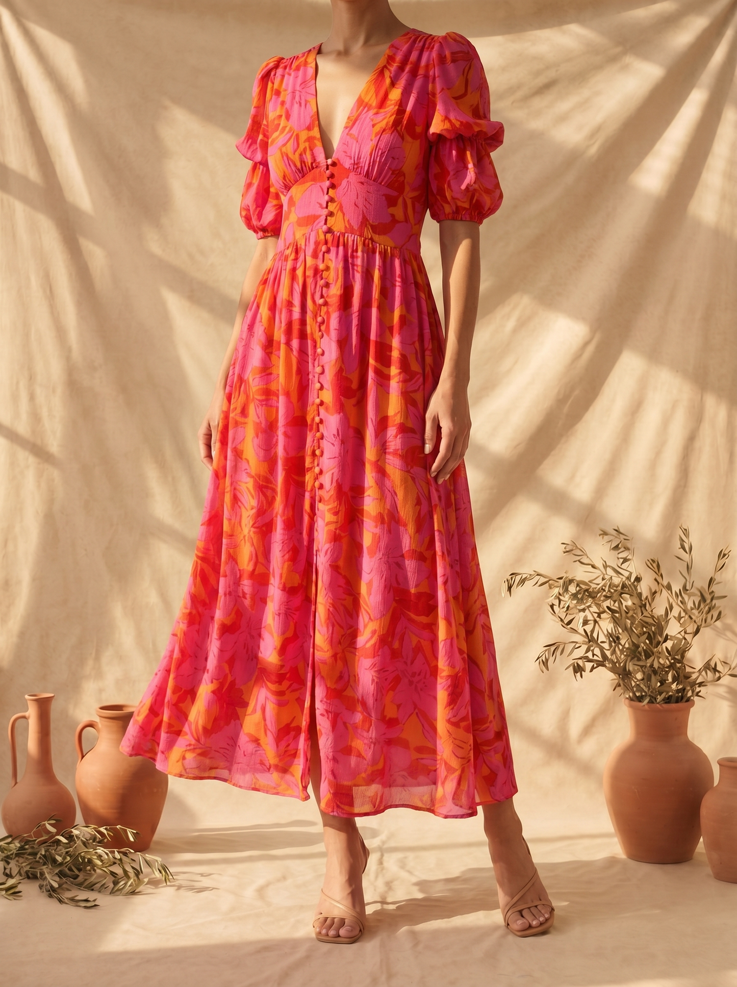 Aureli™ Vestido largo con brillo solar
