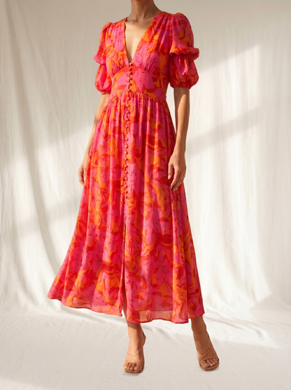 Aureli™ Vestido largo con brillo solar