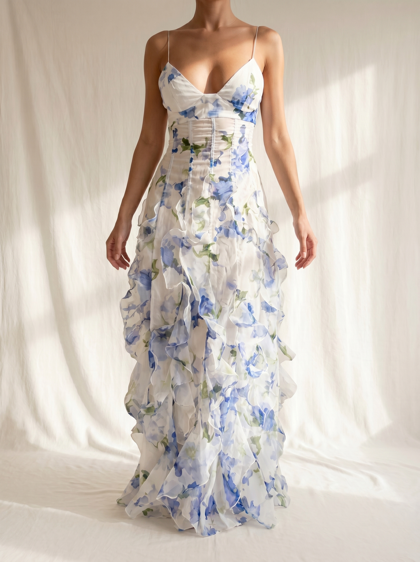 Miréva™ Vestido midi floral con volantes
