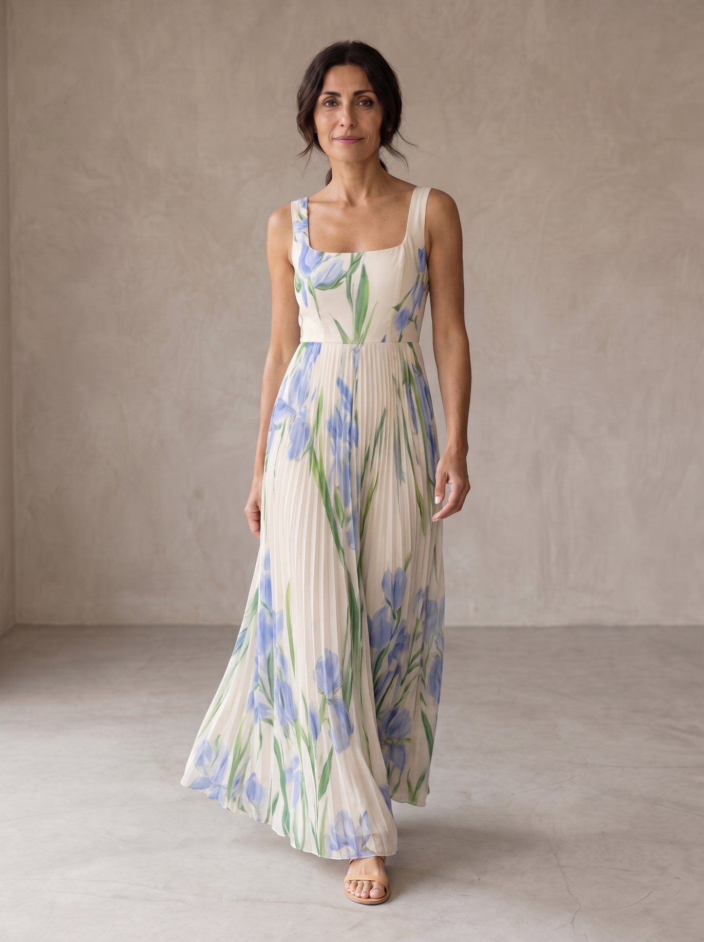 Rosvani™ Vestido largo de corte A con estampado floral