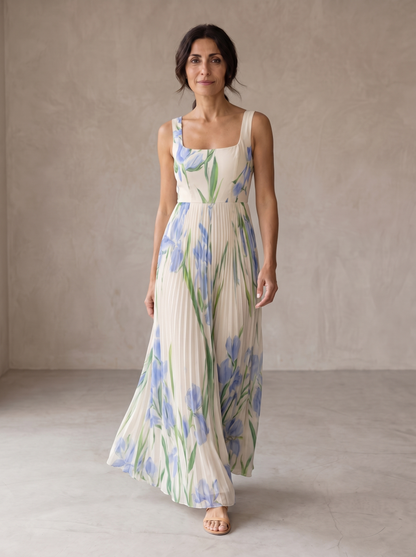 Rosvani™ Vestido largo de corte A con estampado floral