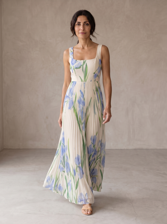 Rosvani™ Vestido largo de corte A con estampado floral