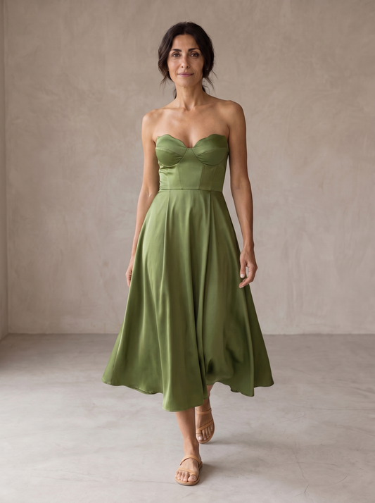 Novelle™ Elegante vestido midi sin tirantes