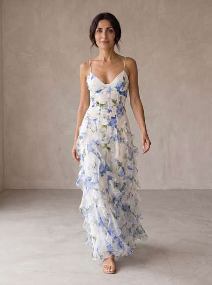 Miréva™ Vestido midi floral con volantes